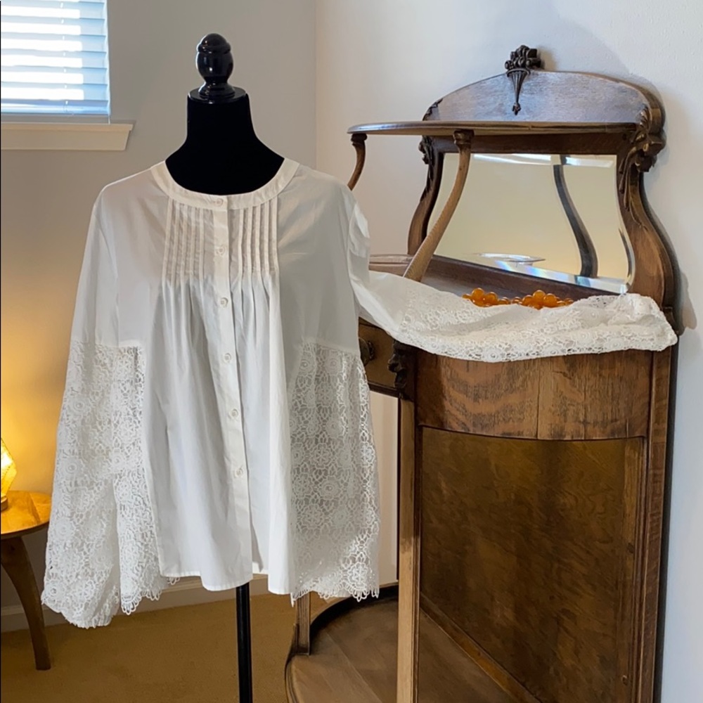 Anthropologie White Lace Blouse
